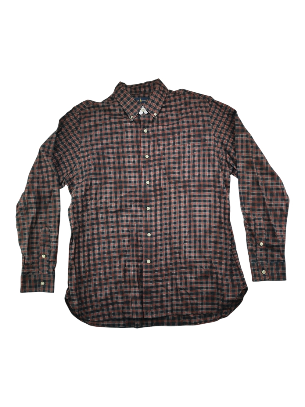 Ralph Lauren Mens L Blue Red Tartan Plaid Long Sleeves Shirt NWOT 120 Twill